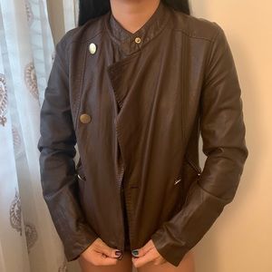 Brown Faux Leather Jacket